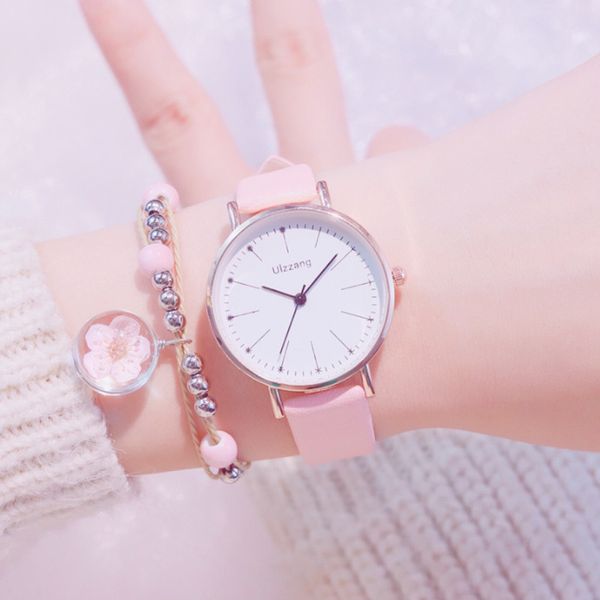 

simple fashion women quartz watches 2019 ulzzang brand fresh woman pink leather clock casual ladies wristwatches zegarki damskie, Slivery;brown