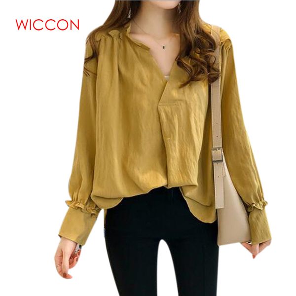 

новый 2020 весна лето повседневная твердые женщины блузки рубашки сексуальная мода свободные мягкие рубашки женские топы одежда blusas, White