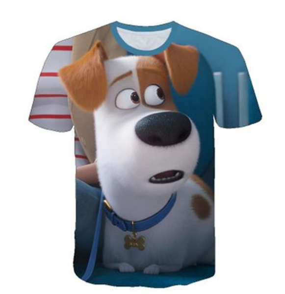 

2019 new fashion kids t shirts men women classic cartoon secret life of pets 2 3d printed t-shirt short sleeve animation tshirt q895, White;black