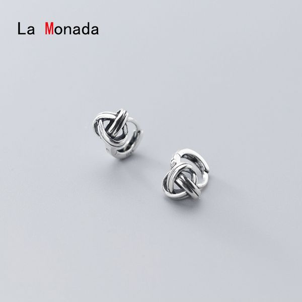 

la monada hoop earrings for women silver 925 vintage triangle knot fine women earrings jewelry hoop 925 sterling silver, Golden;silver