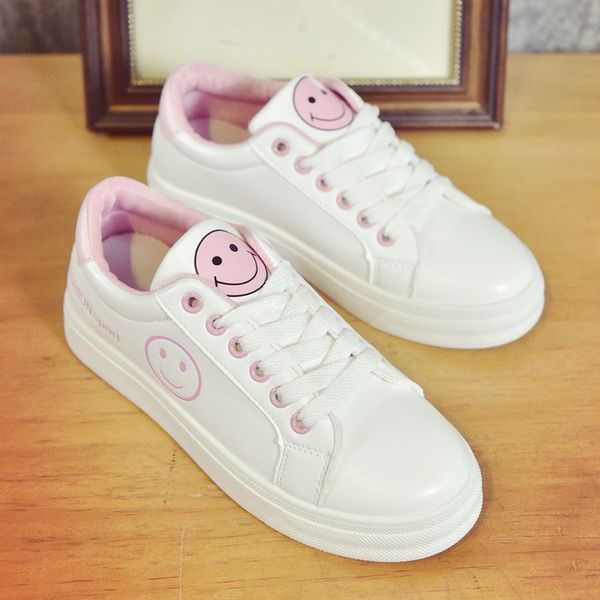 

aleafallling women flat warm sneakers winter soft comfortable casual shoes thicken lady flats smiling face shoes students fl85, Black