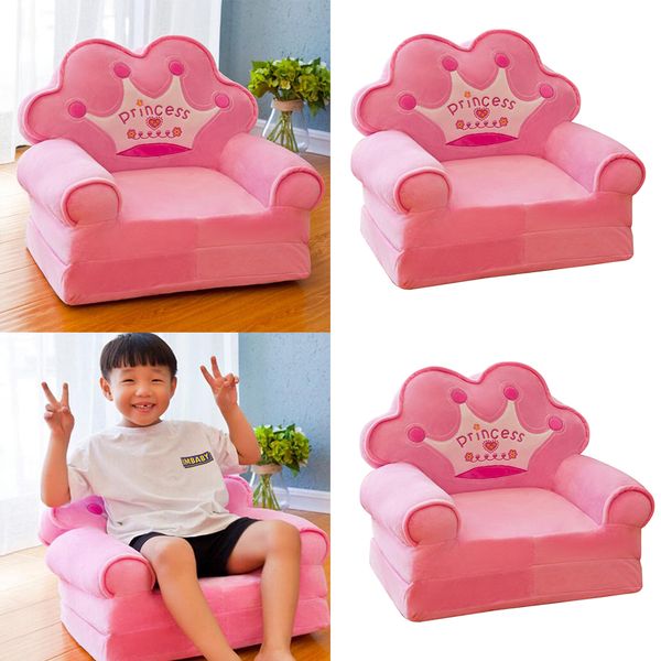 

2xcrown chair seat for children cartoon soft tatami chairs sofa cover pink
