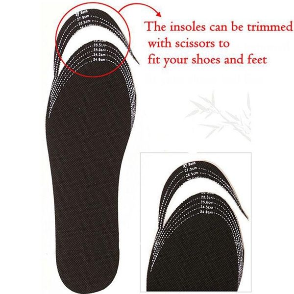 

newly bamboo charcoal deodorant cushion foot inserts shoe pads insoles dod886, Black