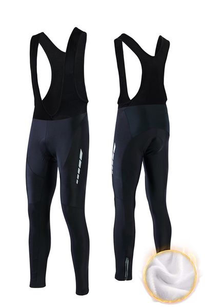 

2019 new pro winter warm bib pants coolmax gel thermal long cycling fleece mtb bike bicycle racing bib shorts padded tights, Black