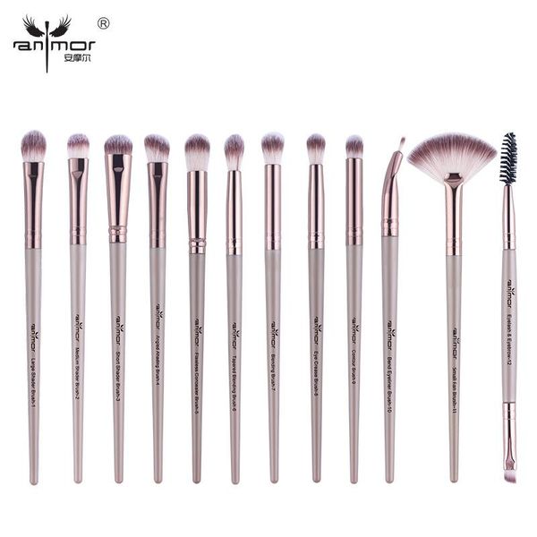 

brand anmor pro makeup brushes set 12 pcs/lot eye shadow blending eyeliner eyelash eyebrow brushes for make up portable eye brush set