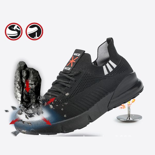 

safety shoes steel toe caps anti-smashing puncture work shoes safety boots, Black