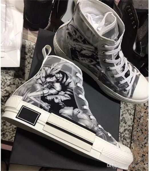 

oblique sneaker men designer high-shoes 3m women flowers technical canvas shoes luxury white black low-cut trainers rubber sole