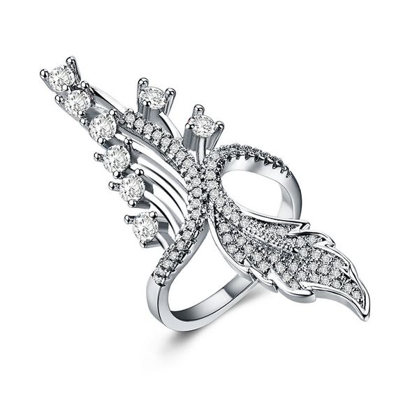 

2020 fashion finger rings for women silver color sparking full zircon creative leaves party jewelry bague, Slivery;golden