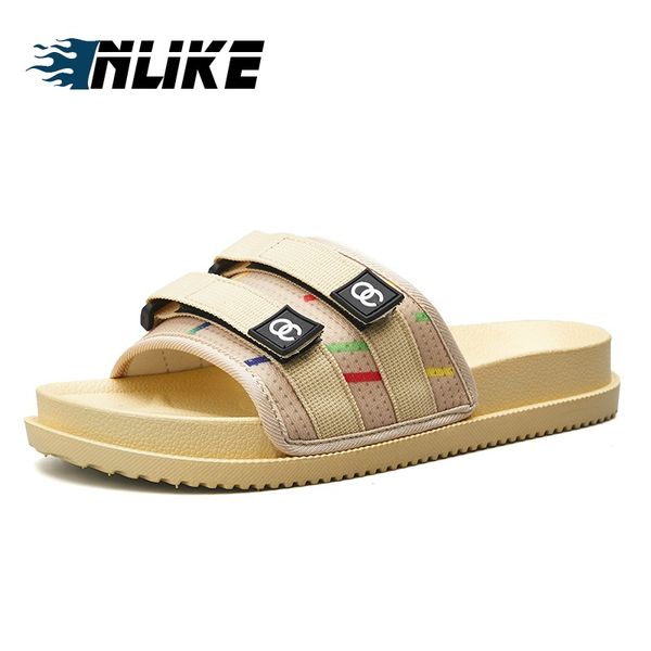 

men casual slippers slides indoor outside footwear man summer shoes, Black
