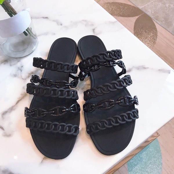 

women slide sandals designer shoes luxury slide summer fashion wide flat slippery with thick sandals slipper flip flops size35-40dg65, Black