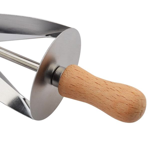 

stainless steel rolling cutter for making croissant bread wheel dough pastry knife wooden handle baking kitchen knife other bakeware
