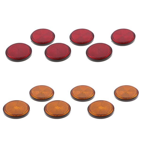 

6 pairs red+orange led motorcycle round reflector tail brake turn signal light
