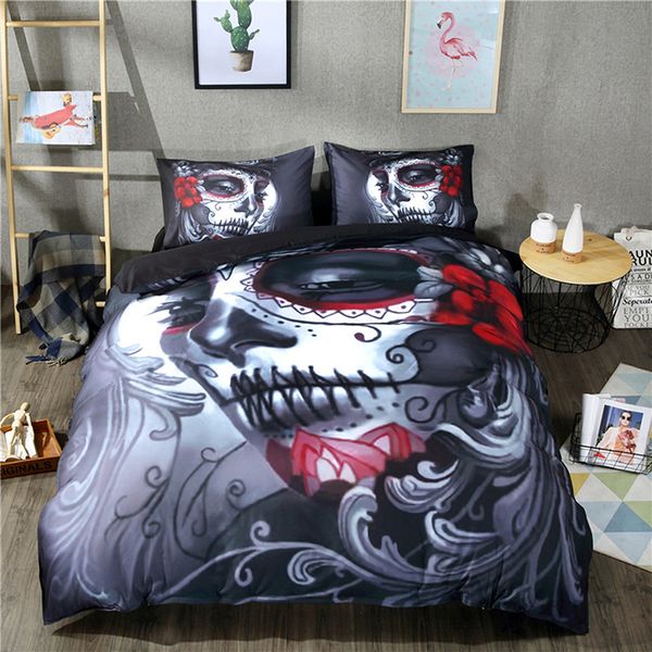 

wensd nightmare before christmas bedding set halloween flower skull bedclothes 3d print duvet cover set camellia western