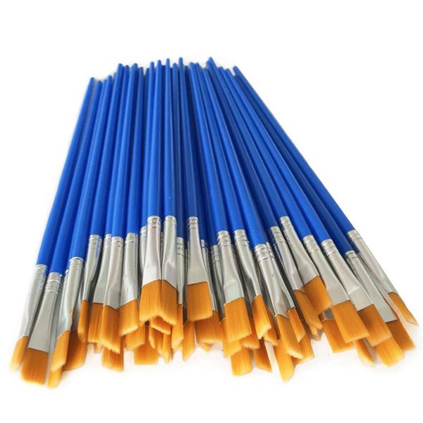 

paint brushes set 50 pcs kids nylon flat hair small oil watercolor artist painting kits bulk for children