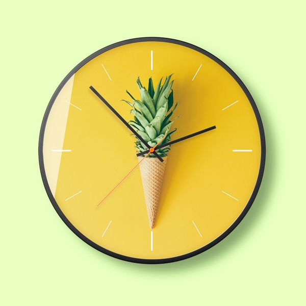 

cute small fresh plant theme pastoral home wall clock brief modern art living room office decoration wall clock