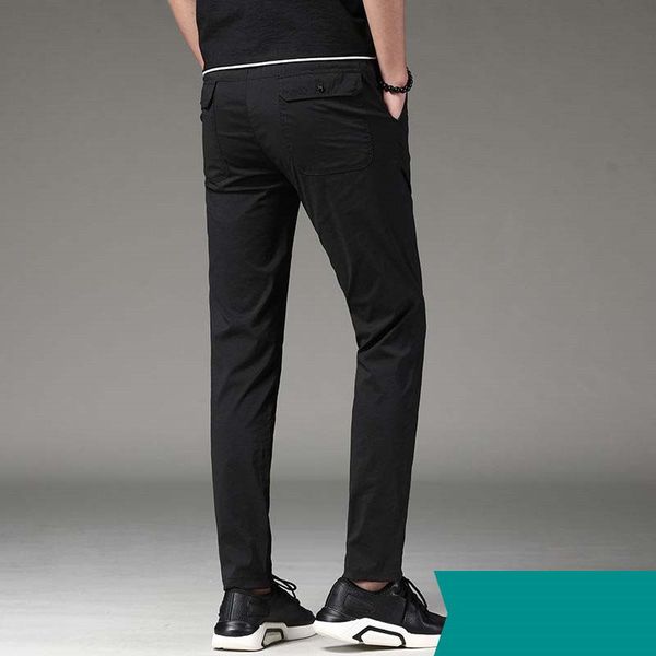 

men's pants autumn and winter new 2019 trend men's elastic slim fit plush thickened sports leisure pants men, Black