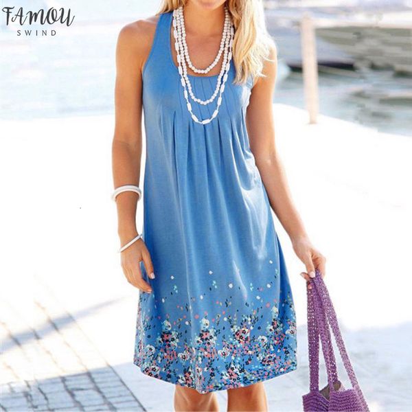 

women dress summer brief printing sleeveless evening party dress o-neck loose beach vest dress women jul31 designer clothes, Black;gray