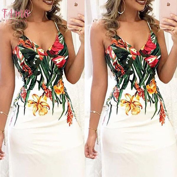 

fashion women summer floral sleeveless strap v neck boho dress polyester casual long maxi evening party beach dress sundress, Black;gray