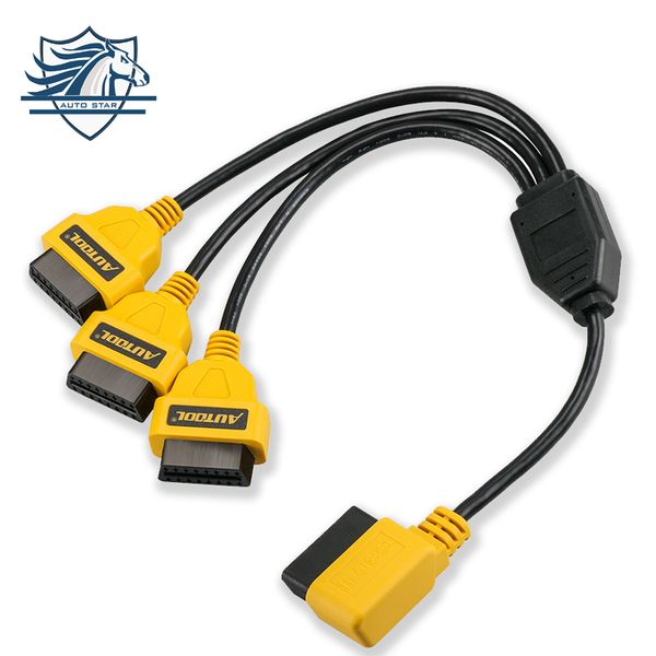 

car styling 50cm obd2 cable 1 to 3 converter adapter obd2 splitter y cable j1962m to 3-j1962f splitter extension