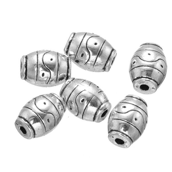 

500 one pack zinc alloy diy jewelry accessories ancient silver oval pattern perforated bracelet loose beads for jewelry making