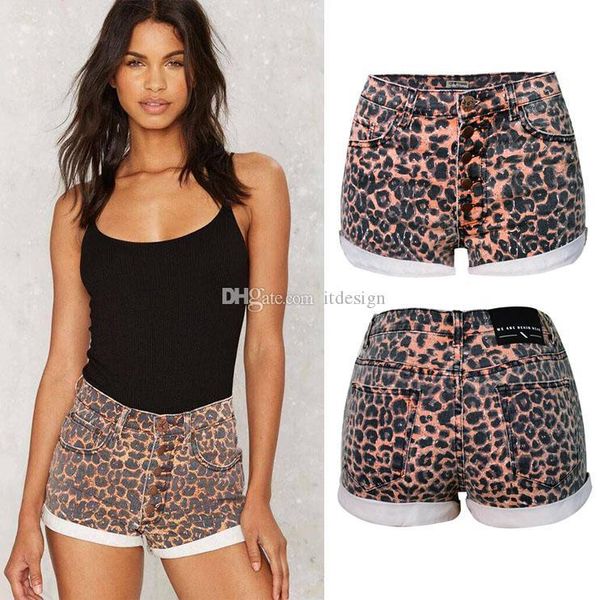 

leopard and wild shorts lady us euro fashion high waist slim leg stretch women's denim short cowboy, White;black