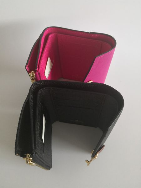 

new luxury designer envelope flip women short wallets leather multicolor card holder classic thin hasp portfolio purse bank card bag with bo, Red;black