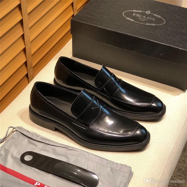 

19mm new arrival man dress shoes fashion pointed toe tassel leather shoes casual slip-on flats male loafers luxury wedding shoes yetc0, Black