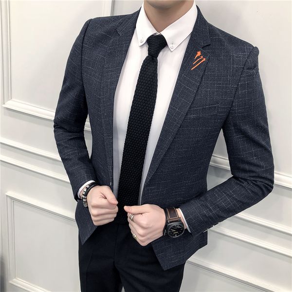 

new mens blazer korean slim fit blazer men luxury autumn and winter plaids prom blazers men plus size 5xl club party man, White;black