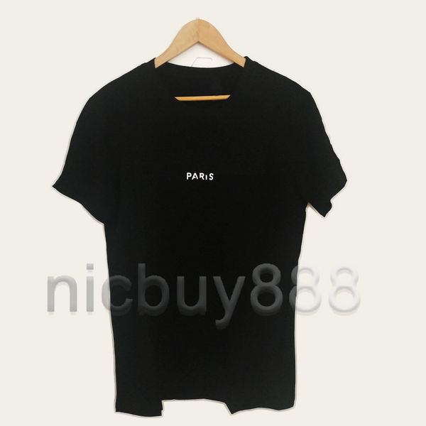 

version fashion designer luxury men summer clothing t-shirt paris broken letter print tshirt casual cotton tee t shirt, White;black