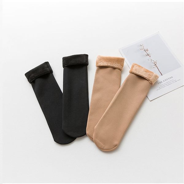 

chrleisure женщины зима keep warm сгущает шерсть кашемир снег носки бесшовные velvet boots пола спящий носки, Black;white