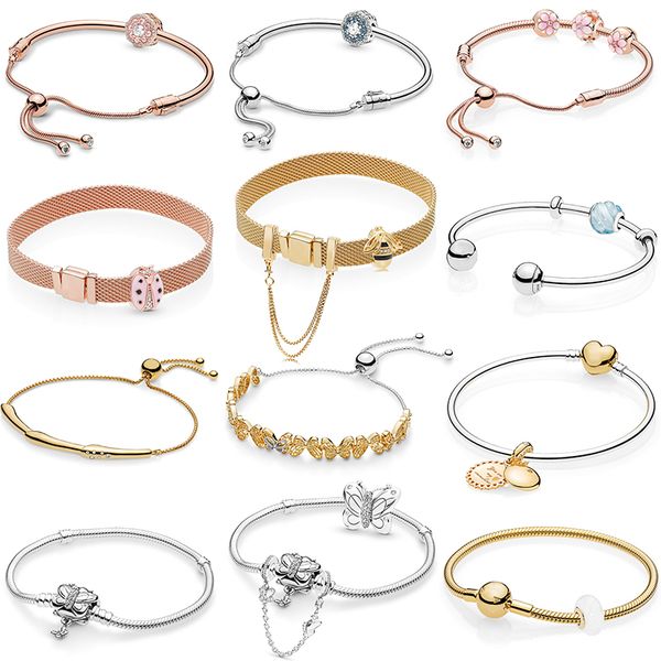 

kakany 925 sterling silver 2019 spring new spring garden classic charm with bracelet original 1:1 fashion jewelry, Golden;silver