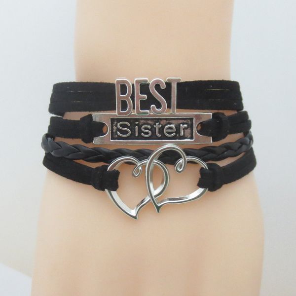

бесконечность девушка браслет шарм браслет сестра хороший кожаный брелок сестра ювелирные изделия любовь сестра подарки, Golden;silver