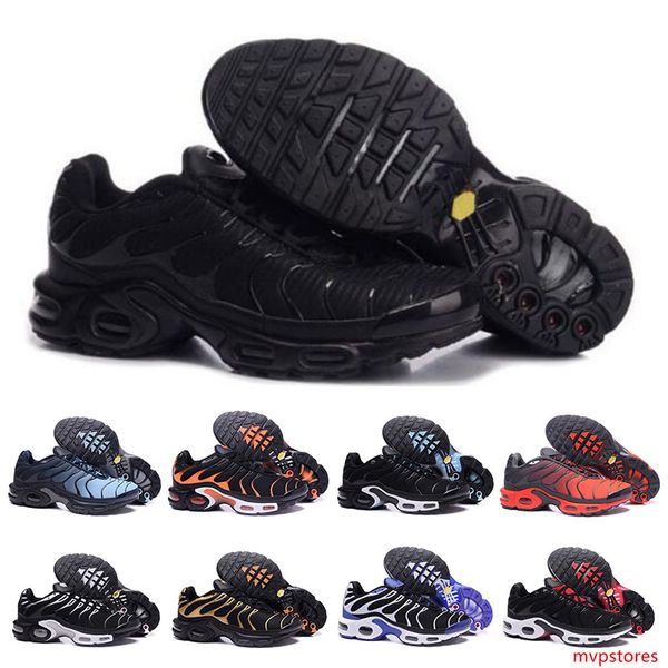 

new tn pus mens womens running shoes triple black white blue red runners mens trainers breathable sneakers size 40-45