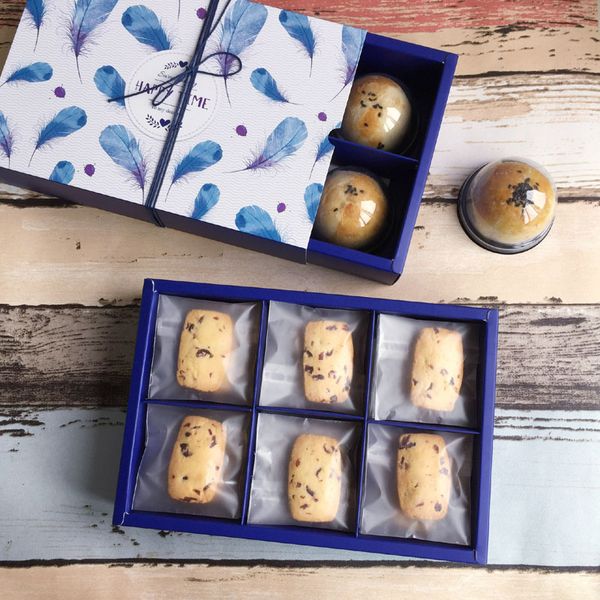 

blue feather diy gift box paperboard cookie cake packaging box cardboard wedding party candy box