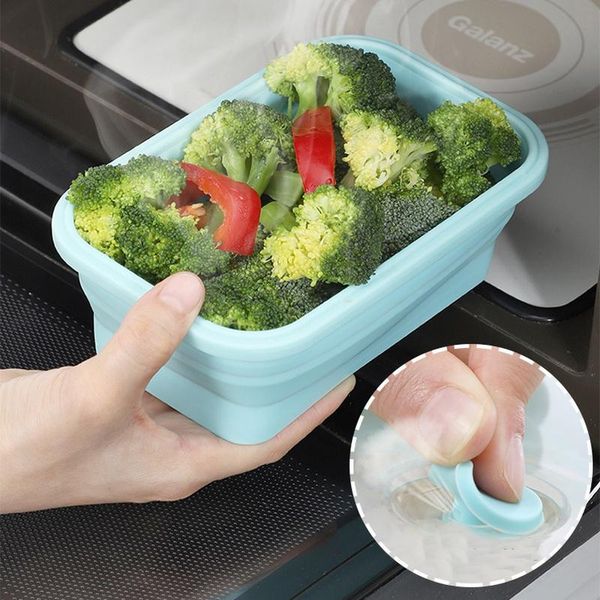 

4pcs/set collapsible food storage containers with lids portable silicone food containers outdoor picnic travel lunch box bento box
