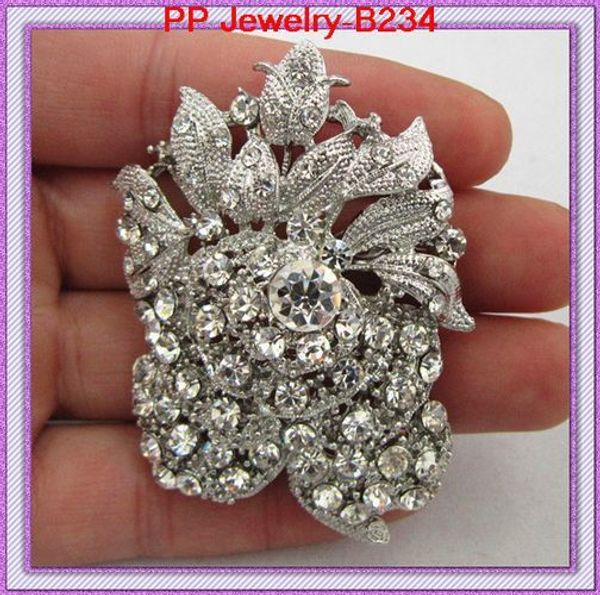 

crystal set flower brooch chest filament scarf buckle, Gray