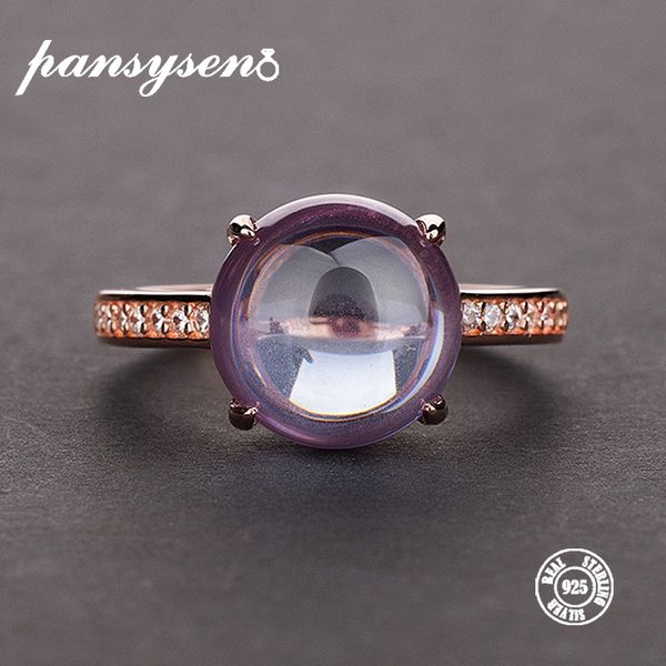 

pansysen exquisite 925 sterling silver rings for women natural gemstone original wedding fashion brand ring jewelry gift, Golden;silver
