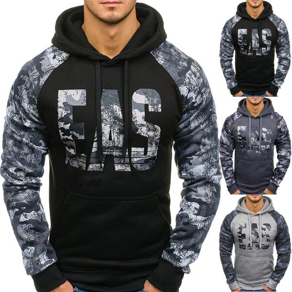 

sweatshirts men hip hop men's autumn printed letter casual hooded sweatshirt breathable outwear blouse drop shipping, Black