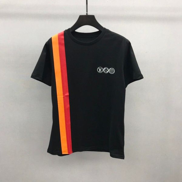 

2020 french spring summer autumn latest style contrast color line senior t-shirt men and women mixed cotton fashion casual tee, White;black