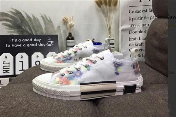 

wholesale 19ss flowers technical canvas b23 b24 high sneakers in oblique mens brand b23 designer shoes womens fashion sneakers t01, Black