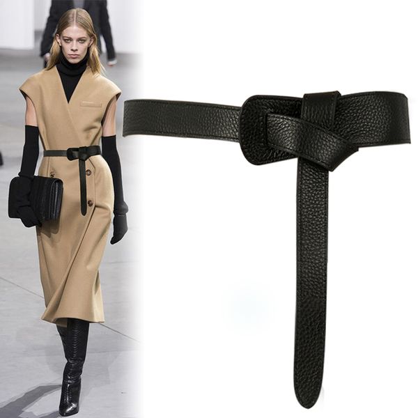 

new design belts for women black knotted waistbands for dress strap party belt brown soft leather pu faux bow, Black;brown