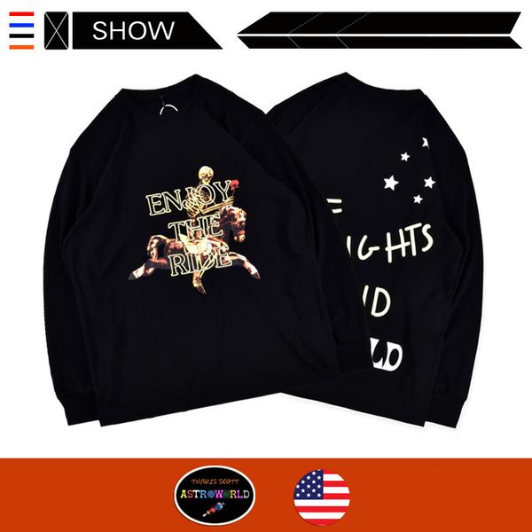 

beautiful travis scott astroworld enjoy the ride ls tee human skeleton horse long sleeve, White;black