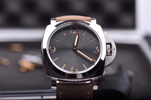 

Whole ale fa hion watche made of 361l tainle teel man 039 manual mechanical watche p 3000 automatic mechanical core 47mm jr f, Slivery;brown