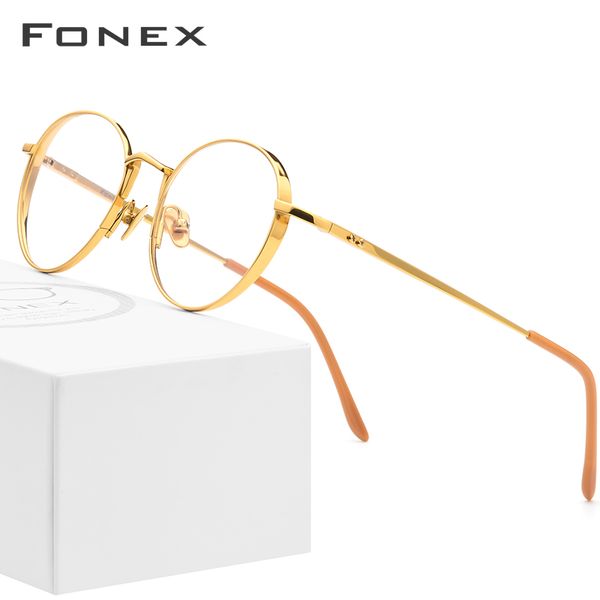 

pure titanium glasses frame men ultralight retro round myopia optical prescription eyeglasses frames women vintage eyewear 879, Black