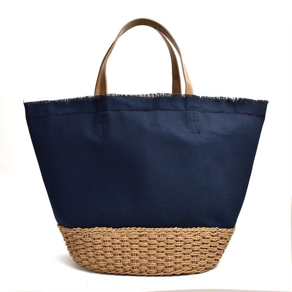 

japan ins new beach canvas bag portable straw square large capacity hand-woven bag