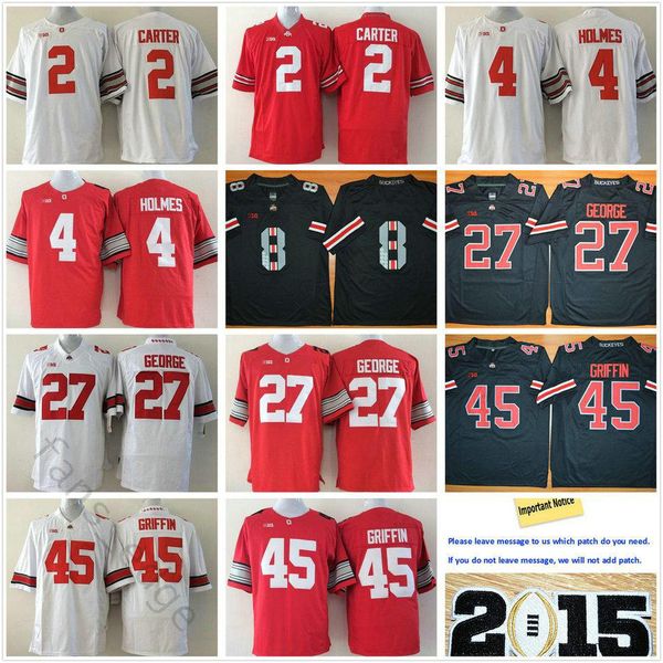 

ncaa ohio state buckeyes football jerseys college 2 cris carter 4 santonio holmes 27 eddie george 45 archie griffin 8th stitched jersey, Black