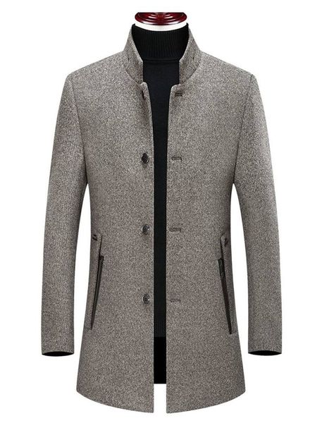 

mens зимы шерстяное пальто luxury толстые плюс размер верхняя одежда mens конструктора solid color coat, Black