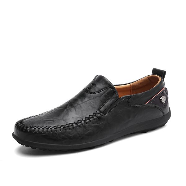 

2019 handmade genuine leather men casual shoes luxury mens loafers moccasins breathable slip on black formal shoes