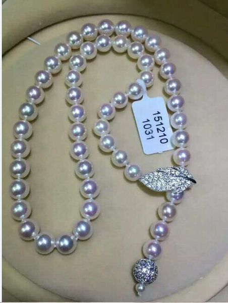 

classic 10-11mm round white pearl necklace 24, Silver