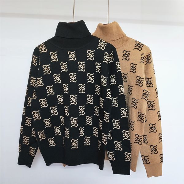 

women's sweater 2019 autumn new fashion jacquard letters high collar temperament slim long-sleeved knit sweater ladies coat szie s-l, White;black